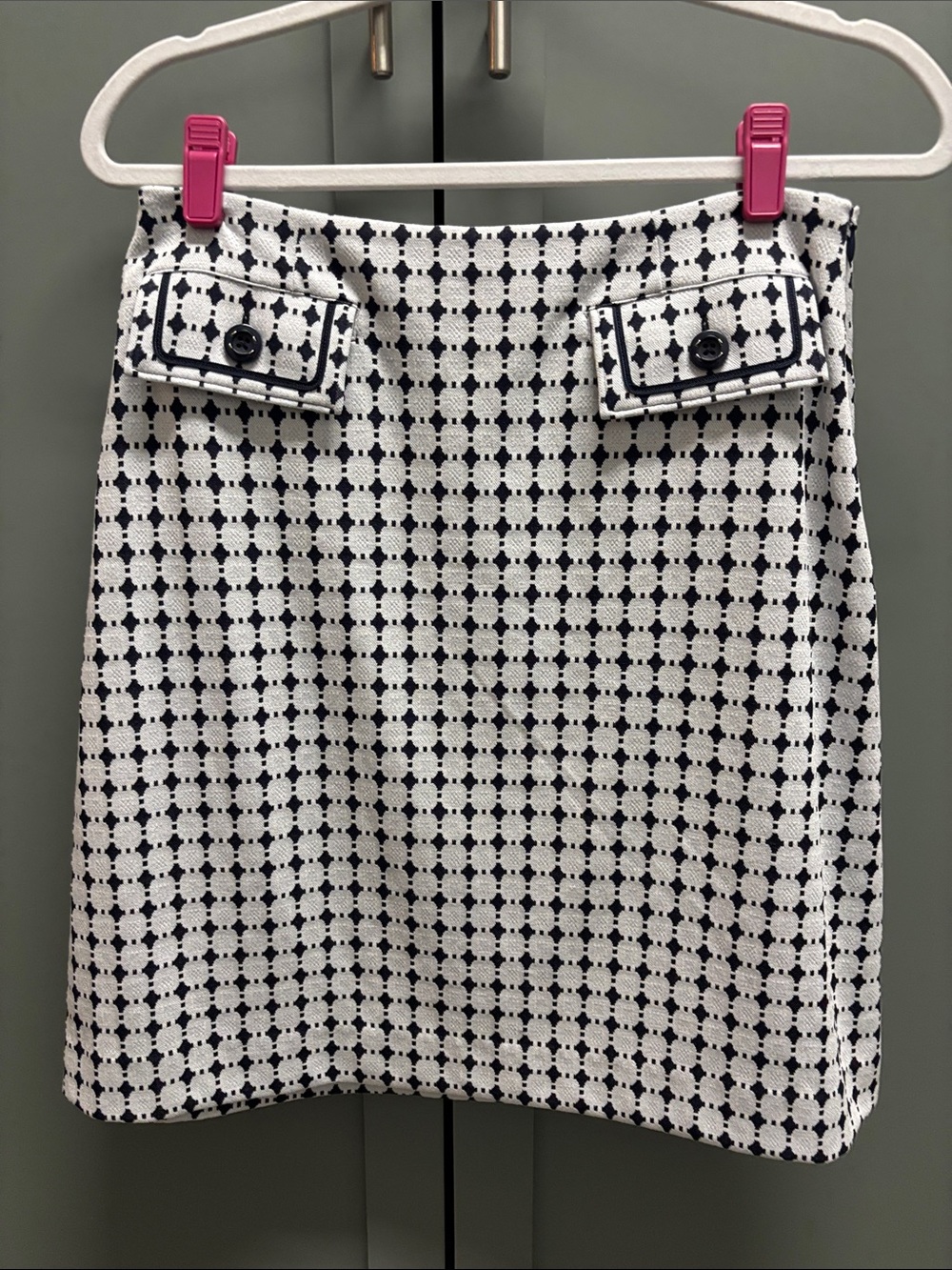 CAbi Black & White Mini Skirt with Pocket Flaps
